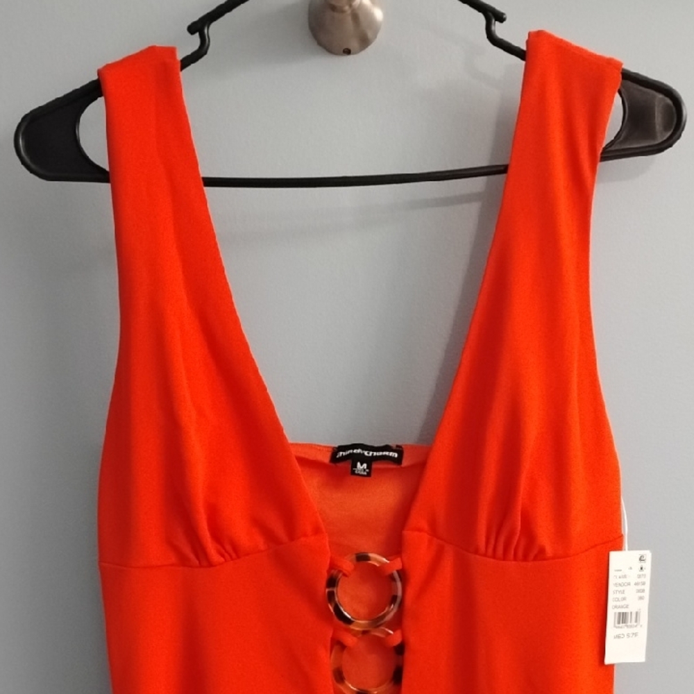 NWT PACSUN Third Charm Vibrant Orange Sleeveless Dress Size Medium